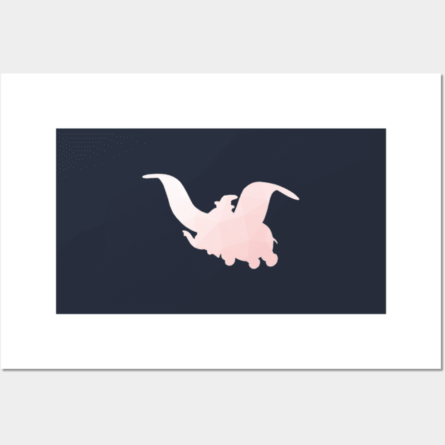 Geometric Dumbo Silhouette Millennial Pink Wall Art by FandomTrading